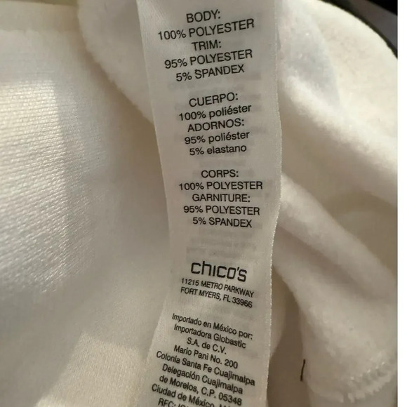 Weekend's By Chico's White/Black piping asym zip fleece vest with Hood 3/L - Picture 7 of 7